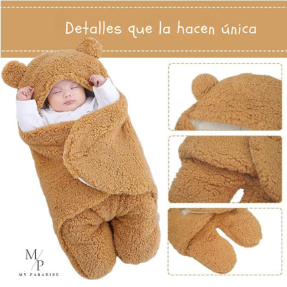 BABYNEST™️-MANTA ENVOLVENTE OSITO -COLOR CARAMELO SUAVE ⭐⭐⭐⭐⭐