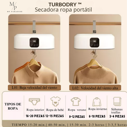TURBODRY ™️SECADORA DE ROPA PORTÁTIL ⭐⭐⭐⭐⭐
